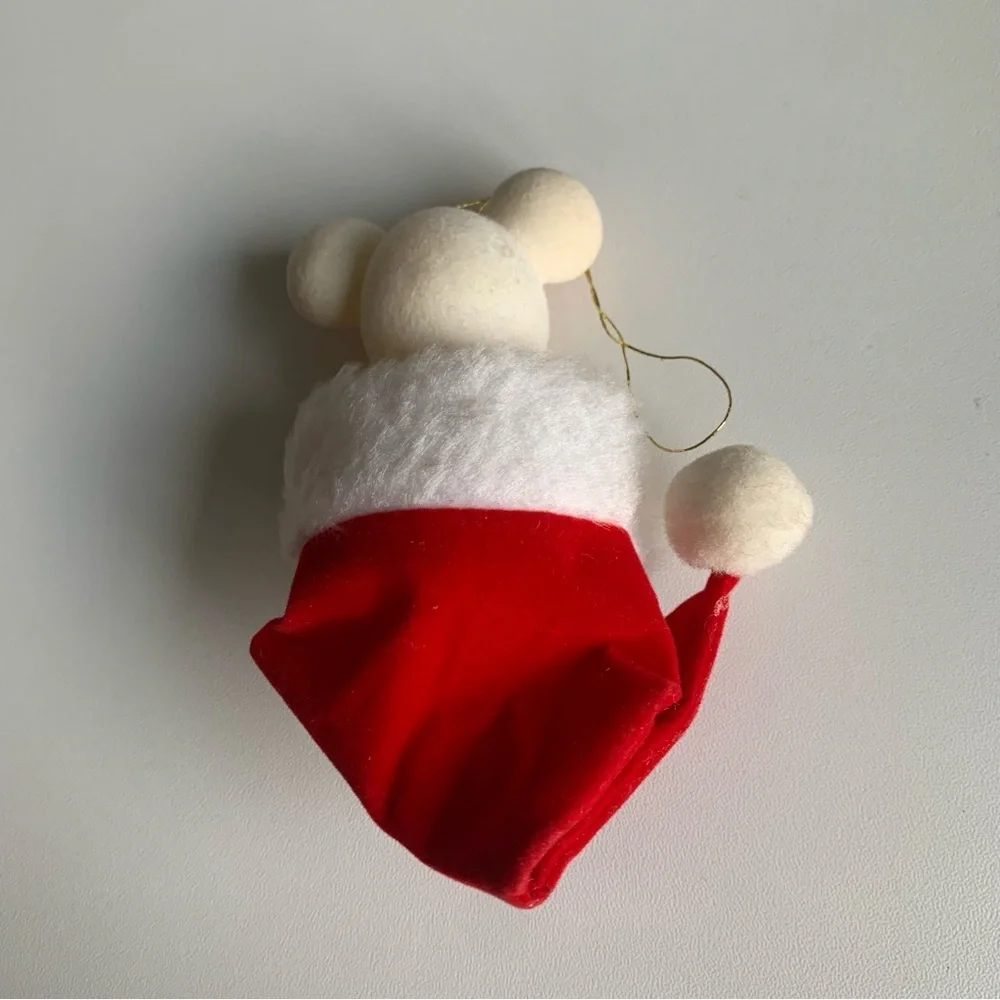 Vintage Mouse Inside Stocking 1970's Flocked Christmas Tree Ornament